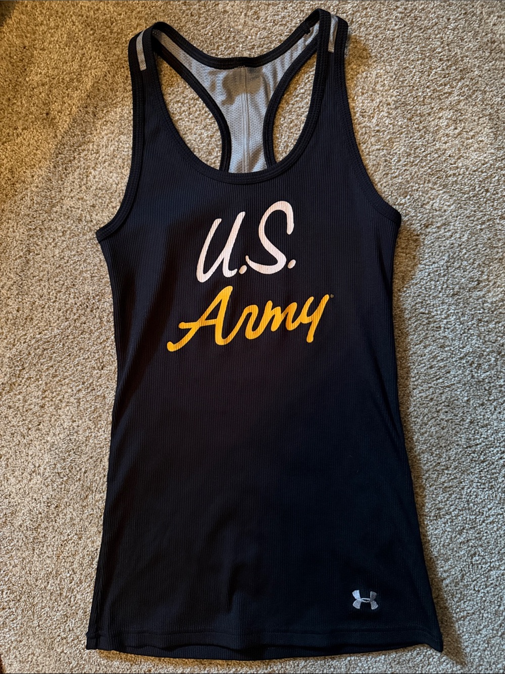 Under Armour Black Racerback Tank with U.S. Army Script
